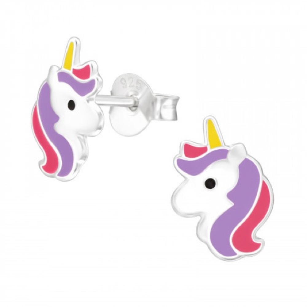 925 Sterling Silver Kids Unicorn Ear Studs Hypoallergenic for Sensitive Ears
